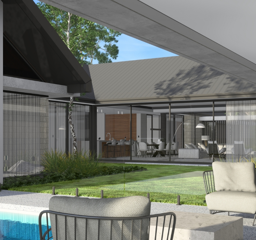 Modern outdoor patio and indoor living space design